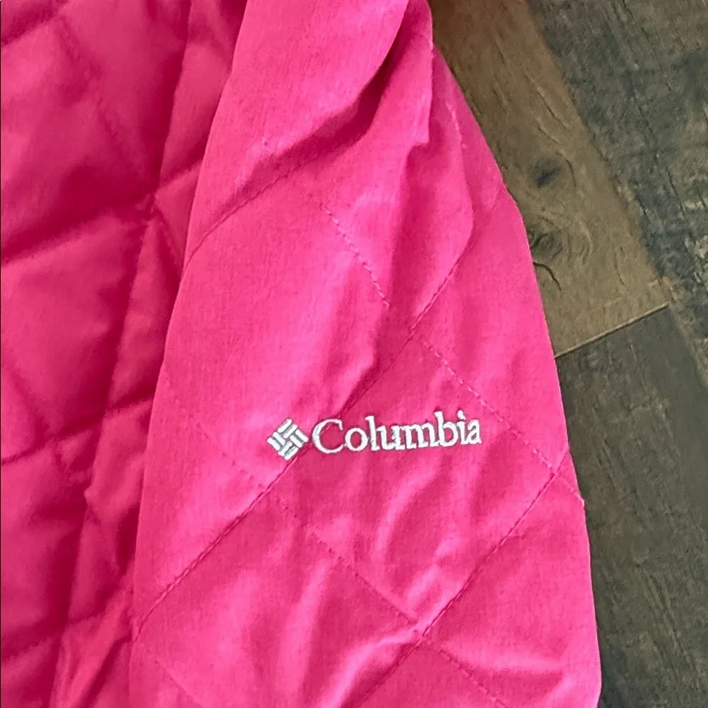 Columbia Bright Pink Quilted Kids Footie snowsuit